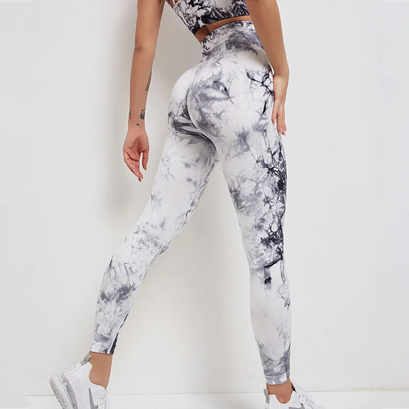 ASHEYWR Seamless Tie Dye Leggings Women Sexy Booty Lifting Push Up Fitness Leggins High Elastic Workout Legging High Waist aerie crossover leggings