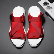 Модные мужские сандалии; коллекция года; сезон лето; крутые сандалии для отдыха на нескользящей подошве с подковой подошвой; мужские шлепанцы для отдыха