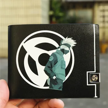 

Anime Naruto Hatake Kakashi Sharingan Logo PU leather wallet Bi-fold ID Card Holder Purse