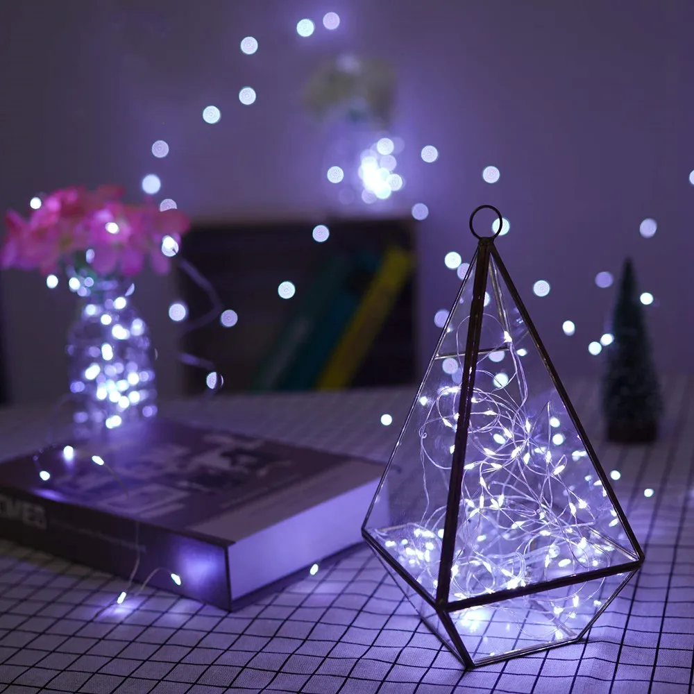 Микро светодиодный светильник-гирлянда с питанием от аккумулятора 2 м 20 светодиодный серебристый провод водонепроницаемый для вечерние рождественские украшения 10 шт./партия