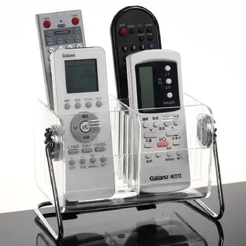 

New household transparent acrylic remote control box for daily use 360 degrees rotating remote control for storage of 6 boxes