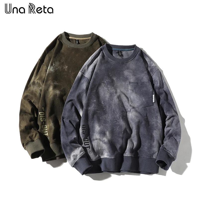 Una Reta, мужские толстовки, новинка, Harajuku, галстук, крашеный принт, пуловер, толстовки, уличная одежда, хип-хоп топы, повседневная мужская толстовка с капюшоном