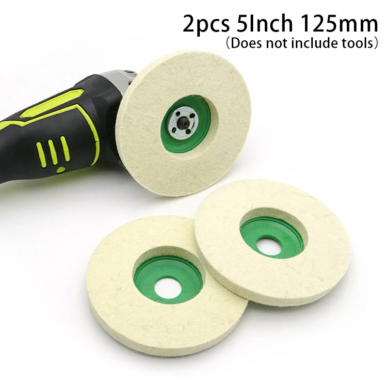 

2x 5In 125mm Wool Felt Polish Wheel Pad Buffing Polishing Disc For Rotary Tools