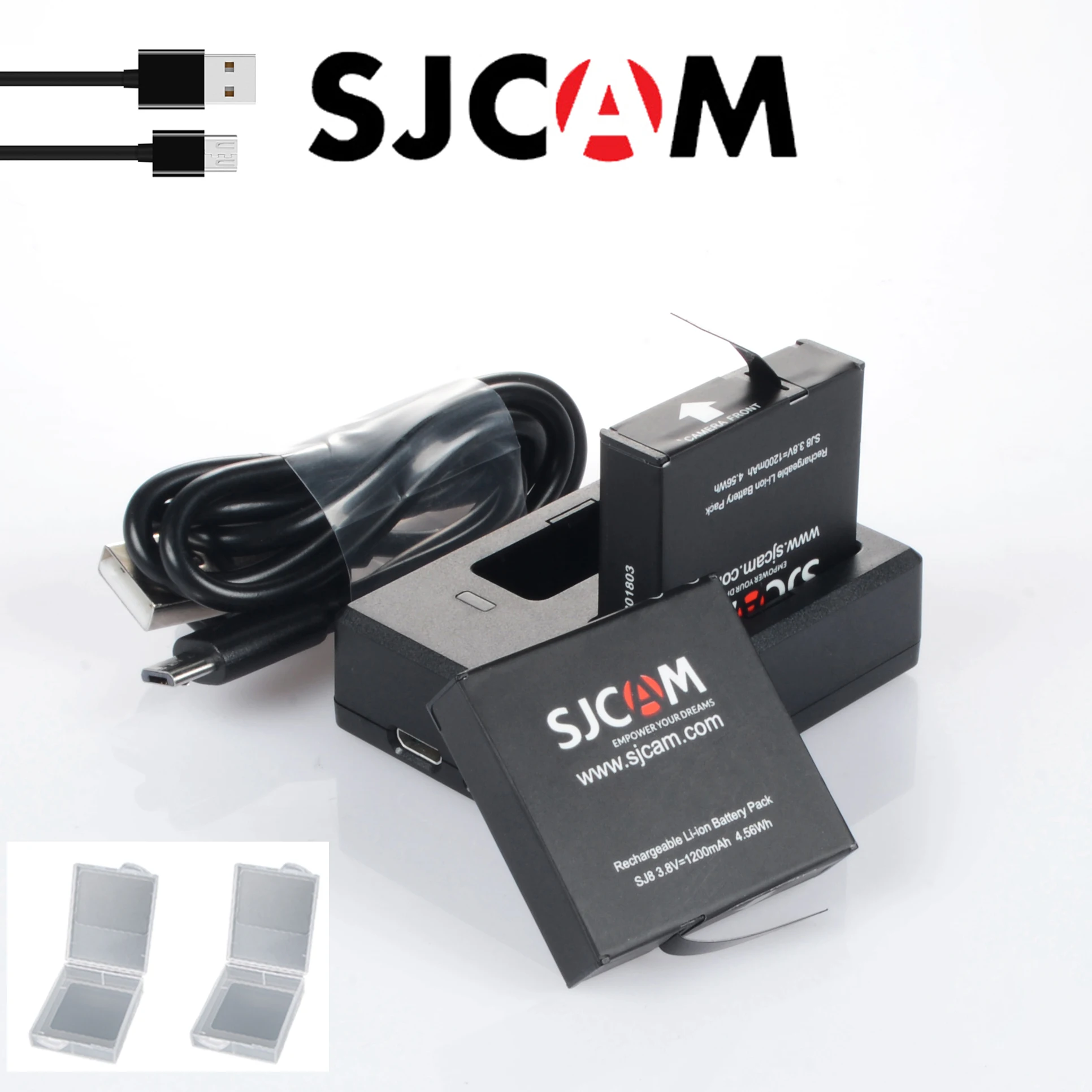 Аккумулятор SJCAM SJ8000 Pro 2 шт. батареи + двойное зарядное устройство USB литий ионный
