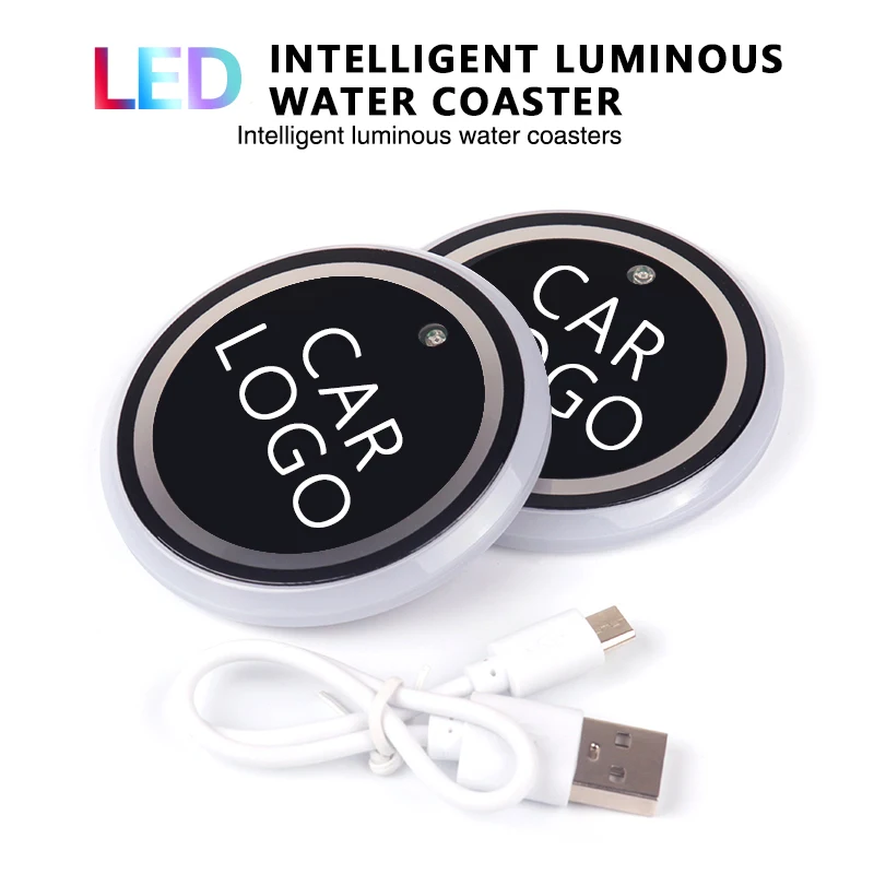2pcs Led Car Cup Holder logo Light For Toyota Nissan Ford Volkswagen Skoda Honda Mazda Hyundai KIA luminous coaster Accessories 2pcs Led Car Cup Holder logo Light For Toyota Nissan Ford Volkswagen Skoda Honda Mazda Hyundai KIA luminous coaster Accessories