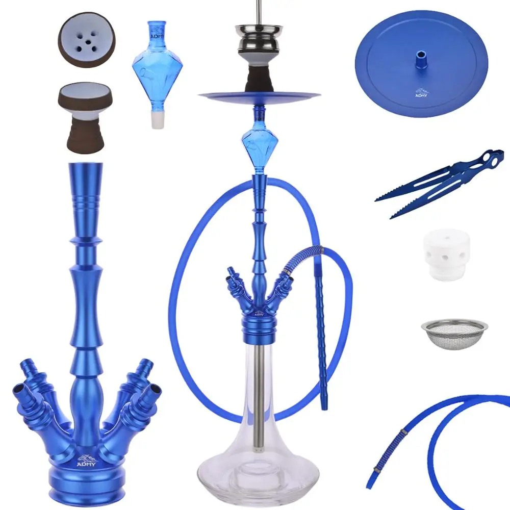 

ADMY Hookah Set Shisha 85cm Aluminum Alloy Luminous Heat Backpack Stainless Steel Downpipe Crystal Glass Ceramic diffuser