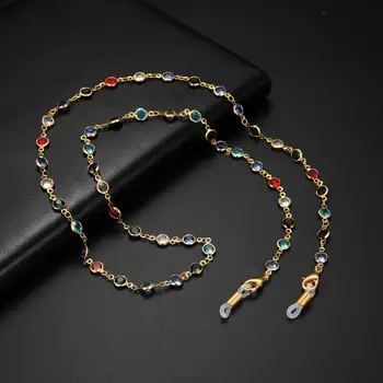 

My Shape Colorful Crystal Face Mask Chain Rose Gold Silver Color Metal Rhinestone Neck Cord Strap Holder Women Fashion Jewelry