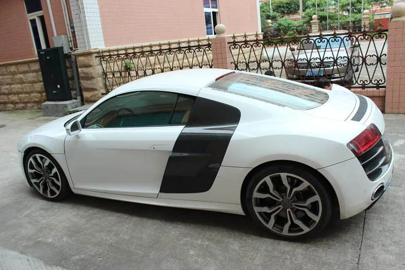 1 пара+ двухсторонний карбон/R8 V8 V10 углеродное волокно Боковая дверь панель лезвие панель s боковой совок для Audi R8 V8 V10 2 двери 2008-15