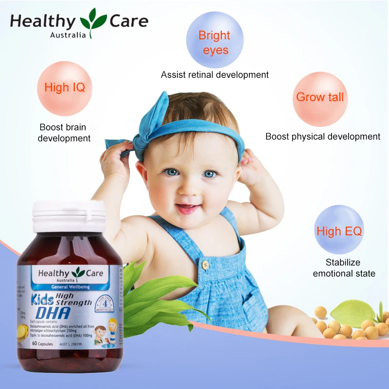 Healthy Care Australia Kids High Strength DHA 60 Capsules Algal Oil Dha