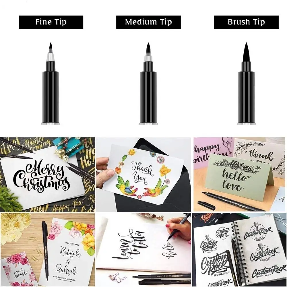 Calligraphy Pens set for Beginners,Hand Lettering Pen,4 Size Refillable  Brush&Fine Tip Black Markers for Kids,Writing, Signature - AliExpress