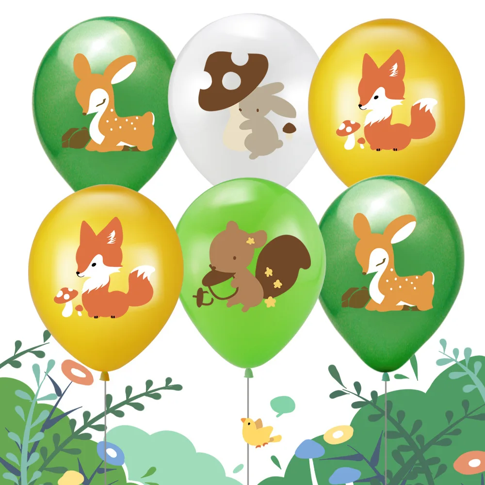 Thicken Latex Balloons 12 Inch Lumberjack Theme Jungle Party Birthday Decoration Decorative Balls Squirrel Fox Animals 10pcs/set