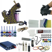 Complete Tattoo Machine Kit Set Coils Guns 6 Colors Pigment Sets Power Tatoo Beginner Grips Kits Body Art Tool Set