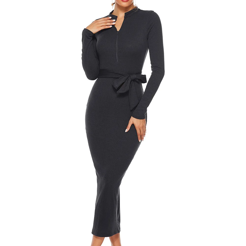 

2020 Spring Women Sweater Dress Plus Size Black Knitted Bodycon Dresses Long Sleeve Sexy Knitting Party Long Vestidos 5XL