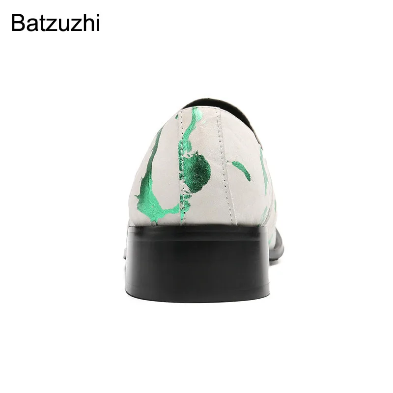 Batzuzhi Italian Style Men's Shoes Square Toe Leather Dress Shoes Men Slip on New Design Party and Wedding Shoes Men, Size 6-12