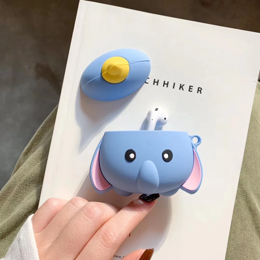 3D мультфильм милый стежок Dumbo bluetooth гарнитура крышка для Apple Airpods 2 1 кукла силиконовые наушники брелок Беспроводная коробка для наушников