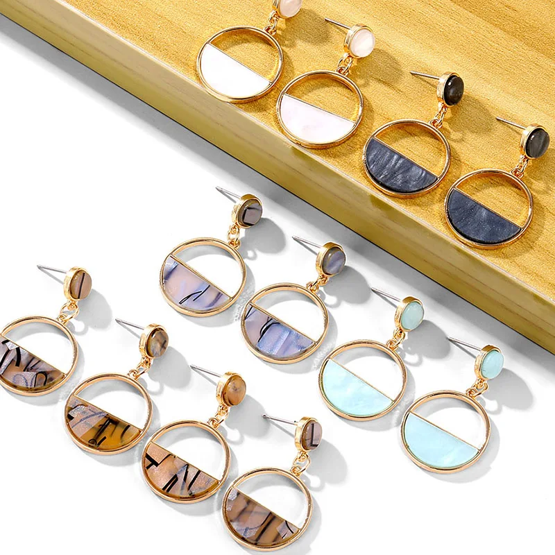 Корейские модные серьги FNIO для женщин полуполые подвески с мраморным рисунком