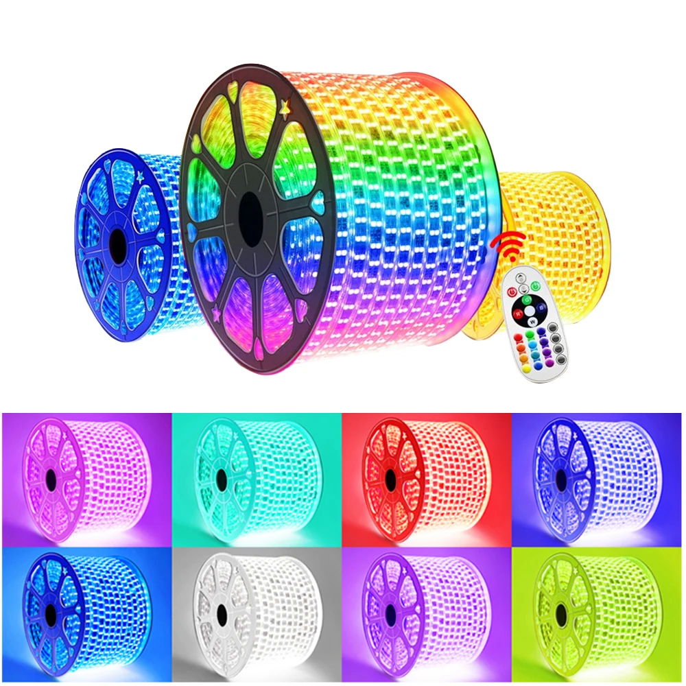 

DC12V 5050 LED Strip Waterproof RGB Led Light Flexible Tape Light With Touch Remote Controller 5M For Home Decoration