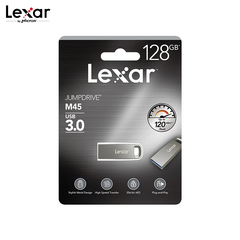 Lexar USB 3,0 M45 USB флэш-накопитель 32 Гб 64 Гб Высокое Скорость 100 МБ/с. металлический флэш-накопитель U Stick 128 ГБ USB флеш-накопитель запоминающее устройство