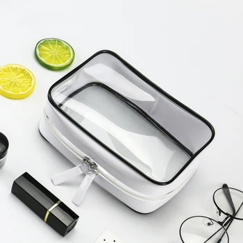 

PURDORED 1 Pc Transparent Cosmetic Bag PVC Waterproof Women Makeup Bag Travel Zipper Clear Organizer Bag Maleta De Maquiagem