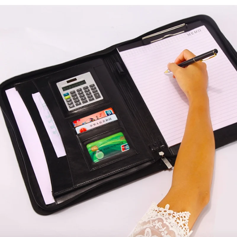 Многофункциональные кожаные сумки A4 для документов школьные офисные портативные папка с калькулятором бумажная коробка для хранения