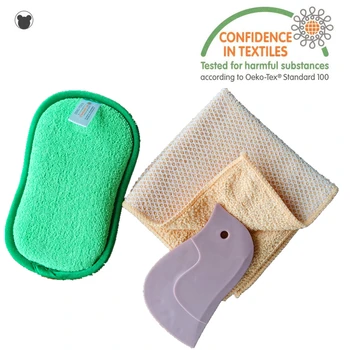

3 set Dishwashing kitchen tools silicone spatula pan cleaning Scraper Foaming net dish towel rags antibacterial Scrub Sponge
