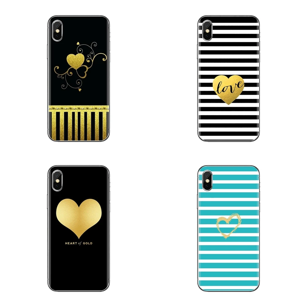 For Sony Xperia Z Z1 Z2 Z3 Z5 compact M2 M4 M5 E3 T3 XA Aqua LG G4 G5 G3 G2 Mini gold heart love Soft Transparent Cases Covers |