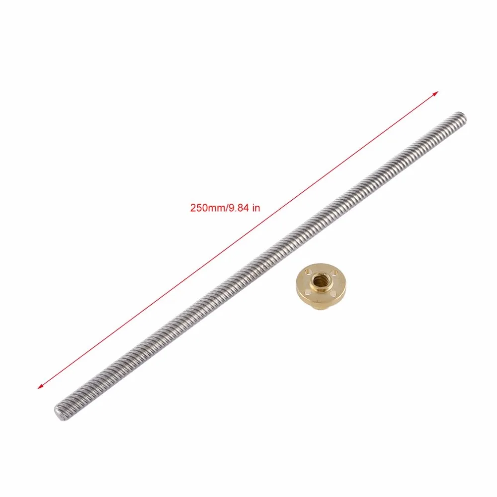 T8 Lead Screw 3D Printer Parts 250 300 350 400 500 mm Leadscrew Parts Trapezoidal Rods Nuts for Reprap 3D Printer Z Axis (1)