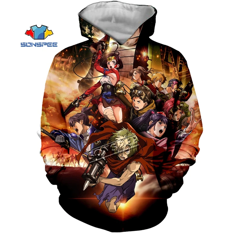 SONSPEE для мужчин и женщин 3D принт аниме Kabaneri Железной Крепости Толстовка мода короткий рукав Harajuku Уличная пуловер
