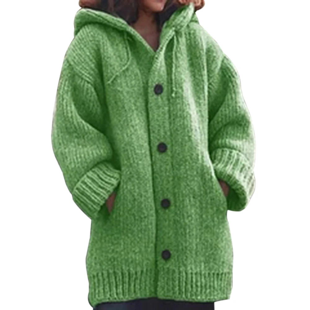 WENYUJH осенний женский длинный кардиган Однотонный свитер с капюшоном длинное пальто зимнее женское вязаное пальто размера плюс 5XL повседневная трикотажная одежда - Цвет: D