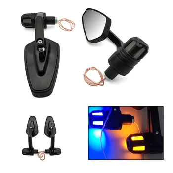 

22mm 7/8" Motorcycle LED Handle Bar End Rear View Mirrors Indicator Grip Turn Signal Light Indicator Blinker Lamp For Honda BMW