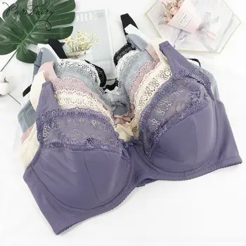 

PairFairy Big Boost Bra Big Size Full Coverage Bras Push Up Brassiere Floral Lace Cotton Padded Lingerie Underwear for Women