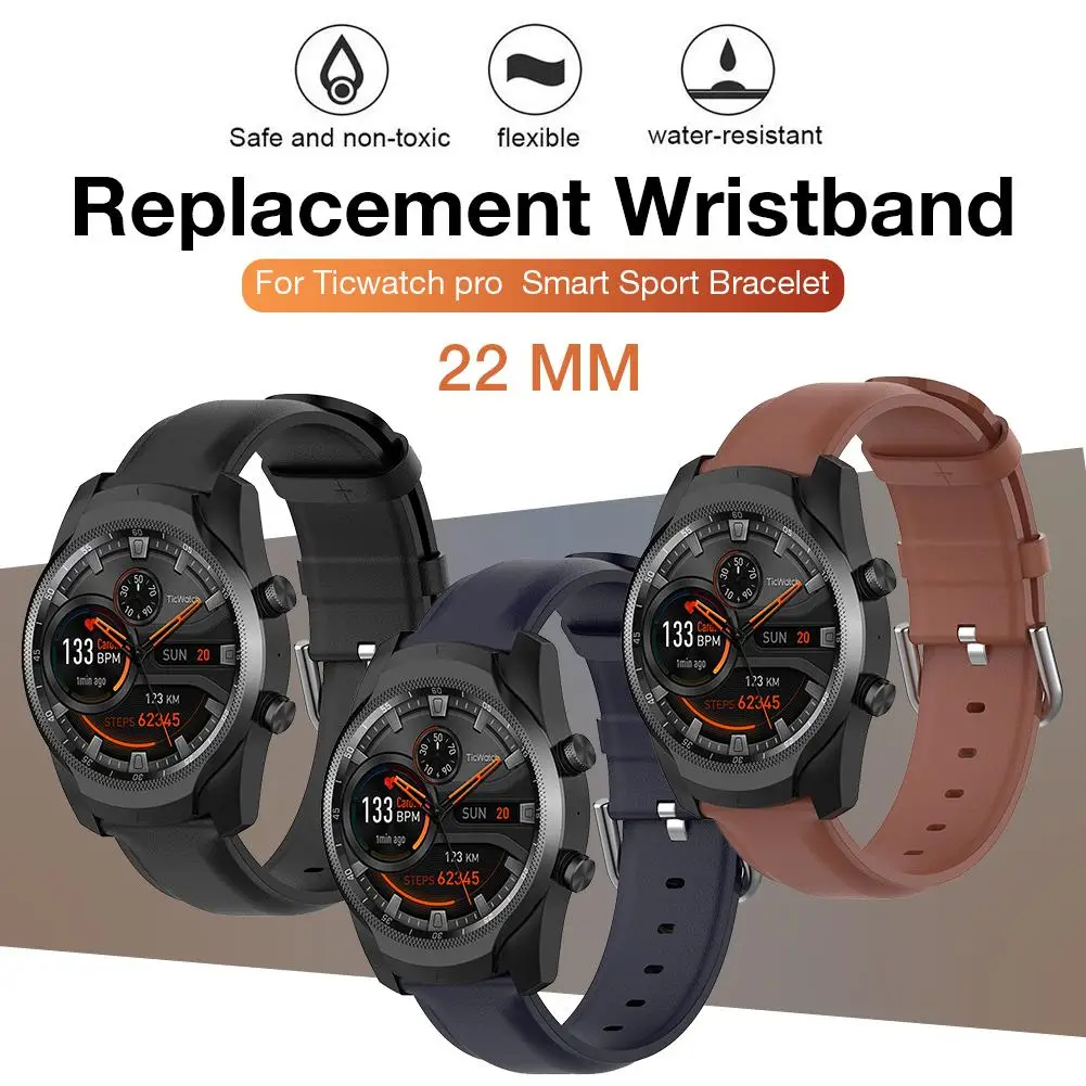 22mm Watch Band Soft Breathable Straps Replacement Wristband Adjustable Watch Strap for Ticwatch Pro Smart Bracelet Accessories photo