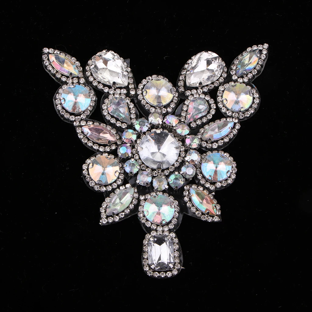 Silver AB Sew Rhinestone Applique Trim for Wedding Bridal Dress Sash Decoration Home Textile Furnishing Accessories