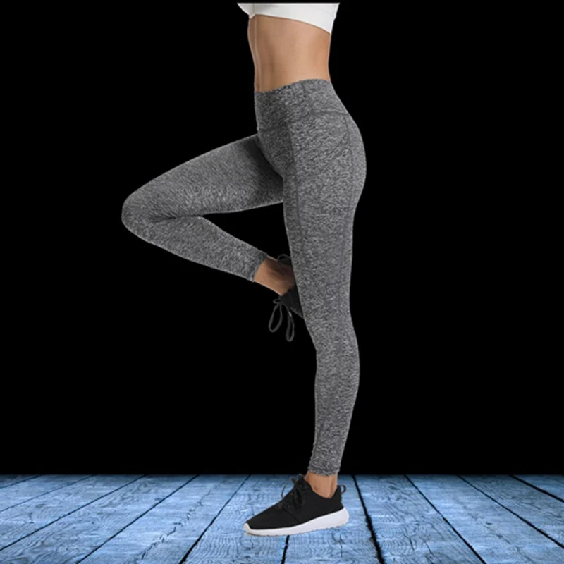 Pocket Solid Sport Yoga Pants High Waist Solid color Sport Leggings Fitness Women Leggings Training Running Pants Sportswear