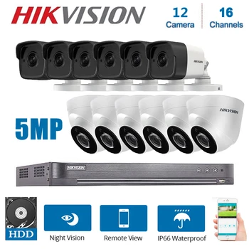

English Hikvision 16-channel XVR DS-7216HUHUI-K2 with 5MP 12-piece Hybrid TVI/CVI/AHD/CVBS Night vision cameras kit