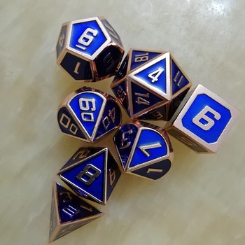 

rpg dice polyhedral sets metal dnd dungeons d20 10 8 12 and dragons table games Zinc alloy blue dices digital pattern