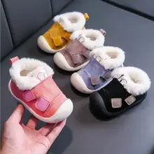 Детская зимняя обувь на меху для малышей 0-4 лет, мягкая теплая плюшевая обувь для новорожденных, Уличная обувь для маленьких мальчиков и девочек, размер 14-23