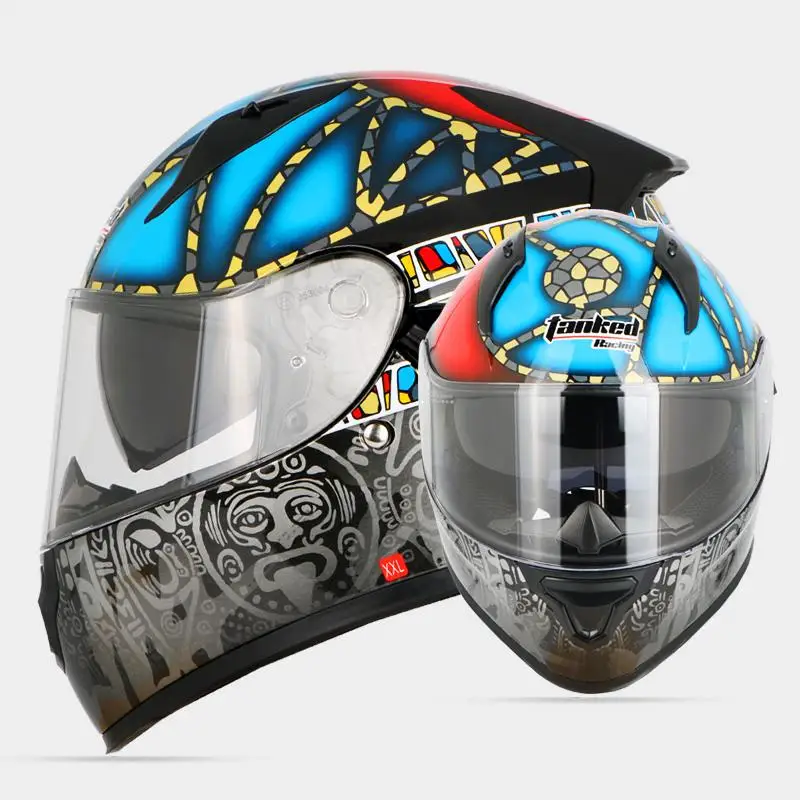 Бренд moto rcycle полный шлем для взрослых мужские cascos capacete мотоциклетный шлем moto cross шлемы с двойными линзами T129 - Цвет: 1
