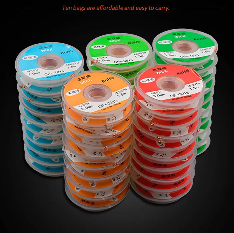 Width 1mm 1.5mm 2mm 3.5mm Length 1.5M Desoldering Braid Welding Solder Remover Copper Wick Wire Lead Cord Flux BGA Repair Tools desoldering tool