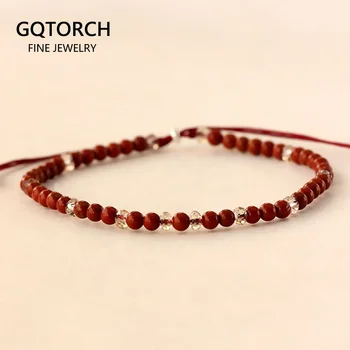 

Natural Wine Red Onyx Stone Bead String Bracelets For Women 925 Sterling Silver Thin Bracelet Friendship Crystal DIY Jewelry