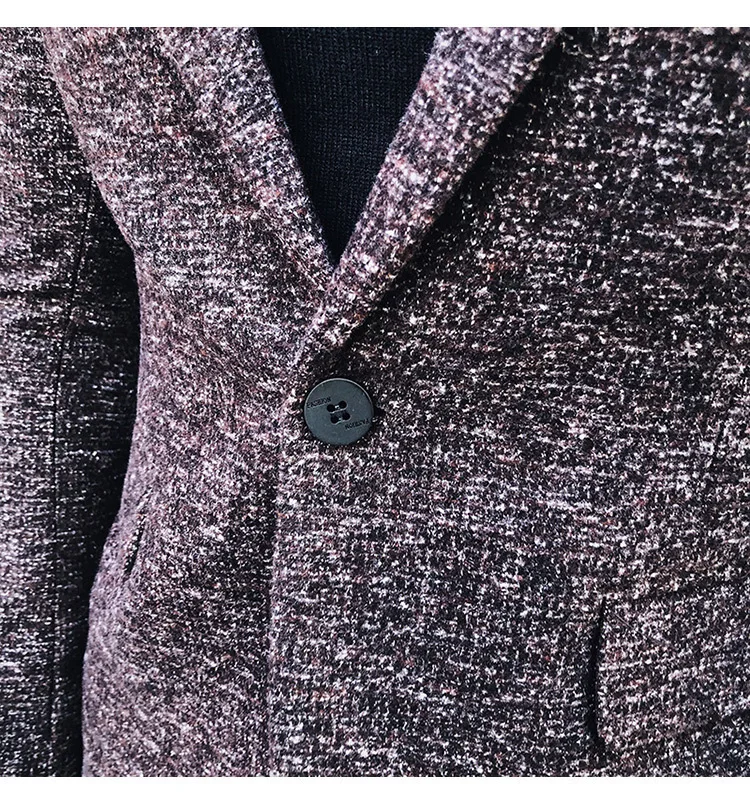 Мужской твидовый Блейзер Осень зима блейзер masculino slim fit повседневные мужские спортивные пиджаки hombre invierno ho Мужской Блейзер черный синий коричневый