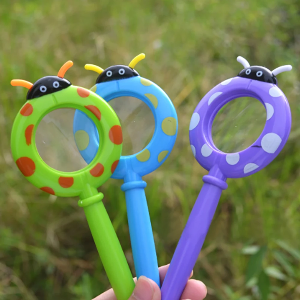 Мультяшная Портативная Лупа для детей с насекомыми, инструмент для детектива, Детский развивающий игрушечная лупа, божья коровка, Бабочка, идеальный подарок
