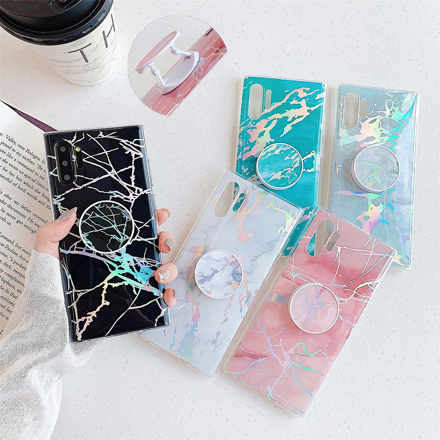 

Ring Hoder Laser Marble Cover Case For Samsung Galaxy S10 Plus S10E S8 S7 Edge A50 A10 A20 A30 A70 M10 Note 9 8 10 S9 Plus Case