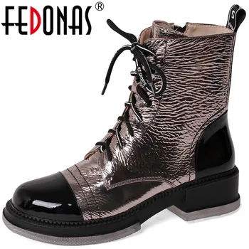 

FEDONAS Sexy Women Short Autumn Winter Boots For Women Genuine Leather Chunky Heels Shoes Platform Party Chelsea Ankle Boots