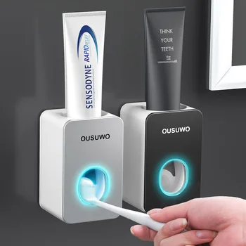 

2020 Automatic Toothpaste Dispenser Dust-proof Toothbrush Holder Wall Mount Stand Bathroom Accessories Set Toothpaste Squeezers