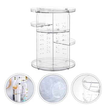 

1pc Reusable Detachable Transparent Durable 360 Degree Rotation Acrylic Makeup Display Rack Cosmetic Organizer Store Home