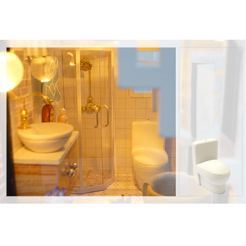 3D Woode миниатюрный кукольный домик с мебельным комнатом наборы DIY Кукольный дом огни игрушки ручной работы для детей рождественские подарки