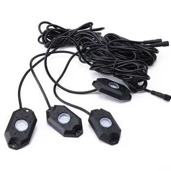 

Car Modification 4 RGB LED Rock Lights Offroad Music Wireless Bluetooth Control Q1QE