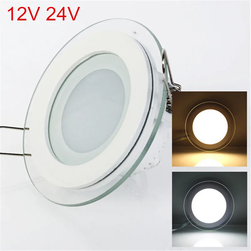 

Glass LED Panel Light Round/Square Recessed LED Downlight Panel Light 6W 9W 12W 18W Panel light AC/DC 12V 24V+LED Driver