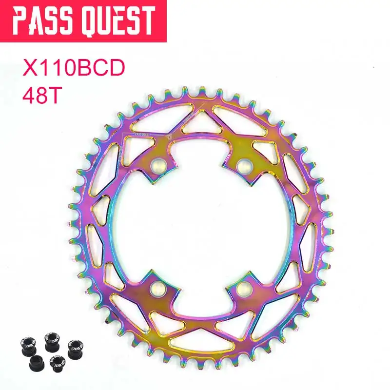 Pass Quest X110/4 BCD 110BCD с титановым покрытием Овальный 42 T-52 T дорожный велосипед узкая широкая цепь R2000 R3000 4700 5800 6800 DA9000 - Цвет: 48T